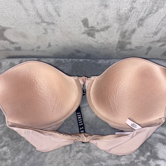 Victoria's Secret Uplift Demi Bra 36DDD Front Closure Logo Strap Nude Beige - Picture 2 of 10